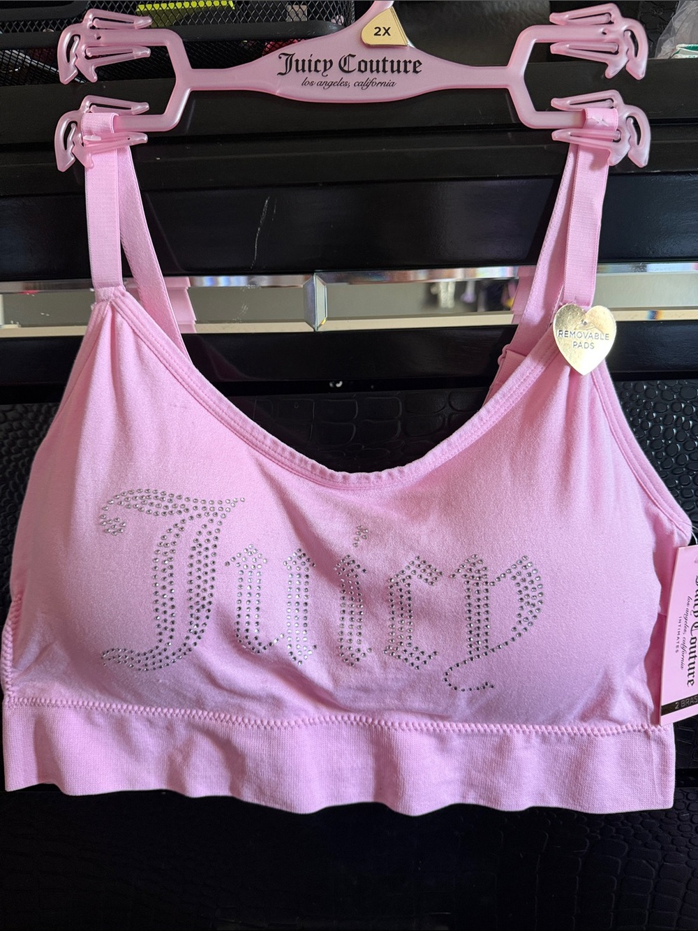 Juicy Couture Light Pink Rhinestone Logo Sports Bralette